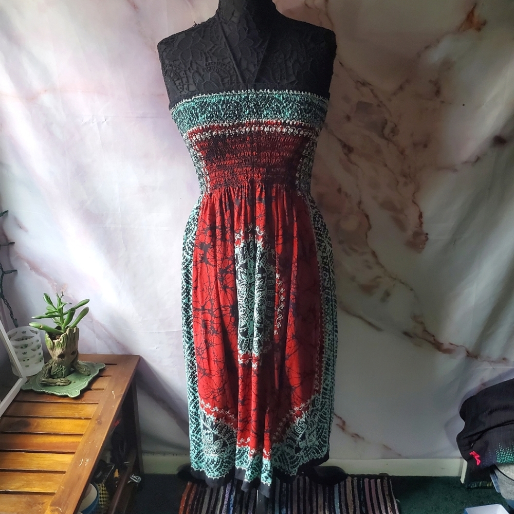 Advanced Apparel Boho Hippie Embroidered Dress